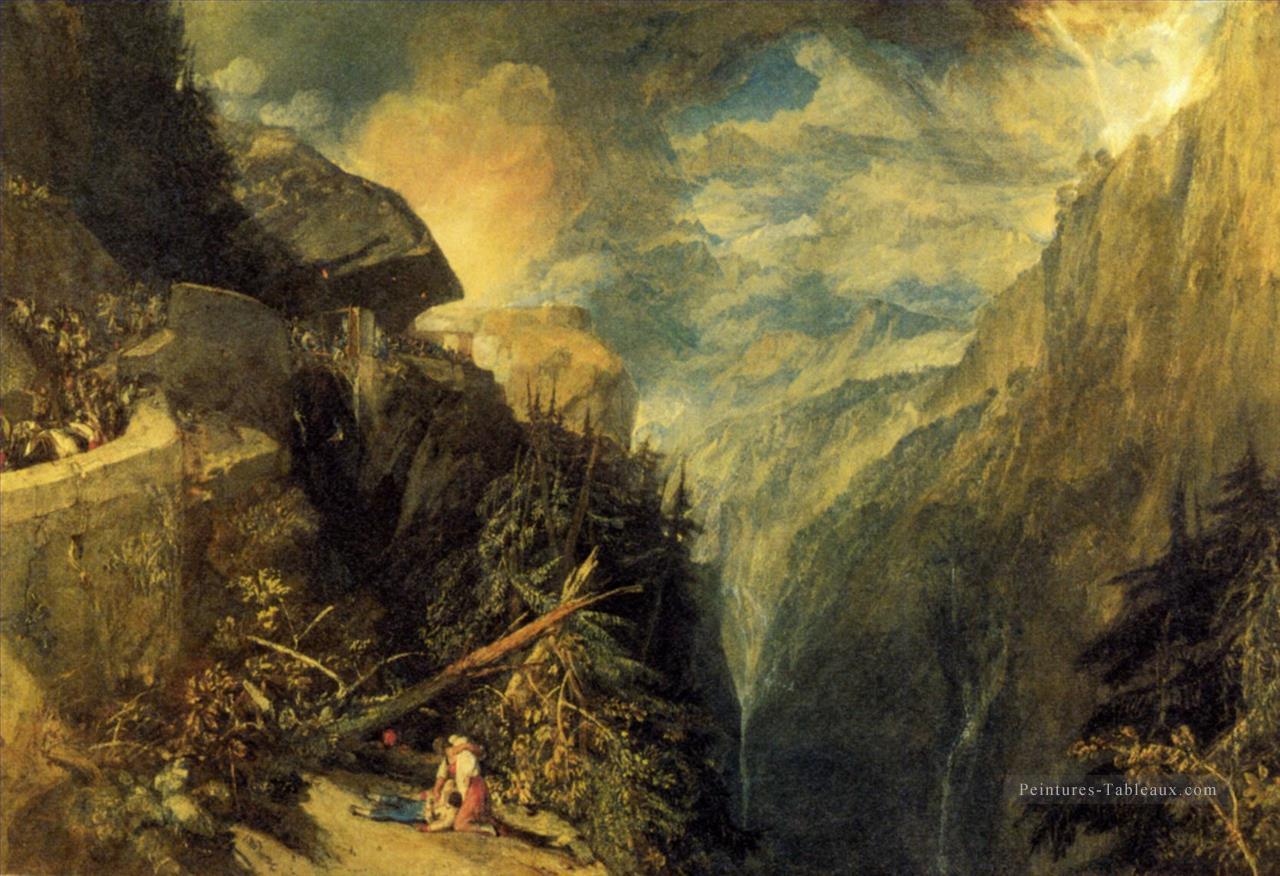 La bataille de Fort Rock Val d’Aoste Piémont paysage Turner Peintures à l'huile